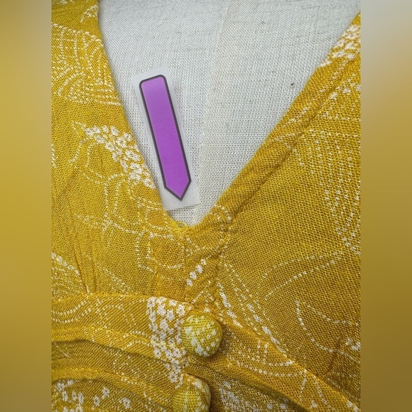 Urban Outfitters Floral Print V-Neck Mini Dress Yellow Women’s Sz M - Picture 11 of 11